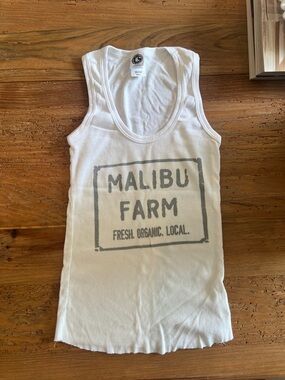 Malibu Farm White Logo Tank Top - Sleeveless Ribbed Women's Top